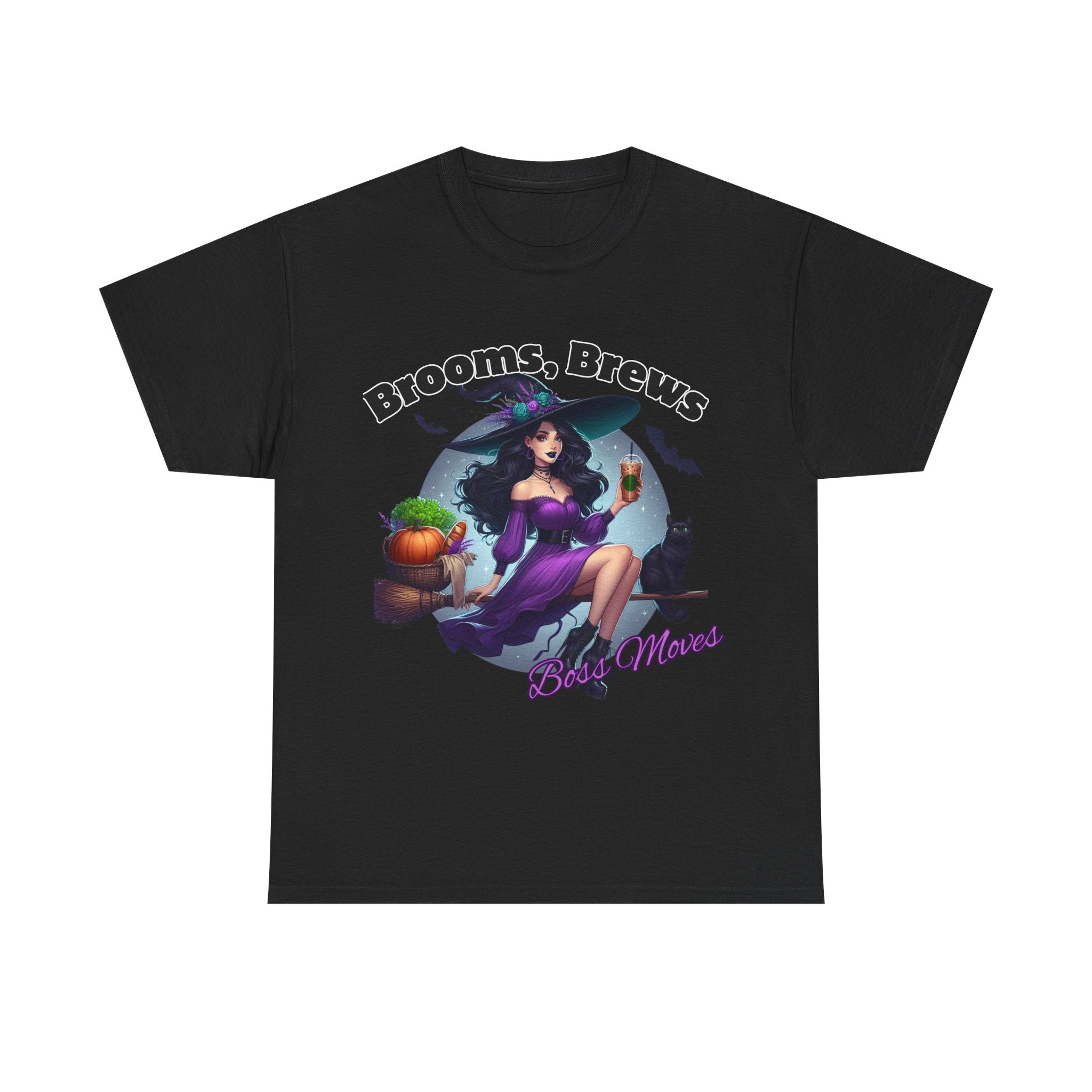 Brooms & Brews Halloween Tee, Unisex Shirt, Witch Craft Tee, Autumn Apparel, Spooky Season Outfit