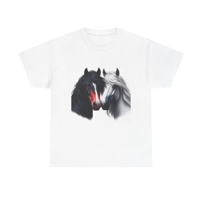 Black and White Horse Graphic Tee, Unisex T-Shirt, Equestrian Gift, Casual Wear, Horse Lover Apparel, Horse-Themed T-Shirt