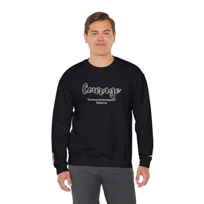 Courage Sweatshirt – “Be Strong and Courageous” Christian Crewneck, Inspirational Faith-Based Pullover, Cozy Unisex Apparel, Motivational Gift for Believers