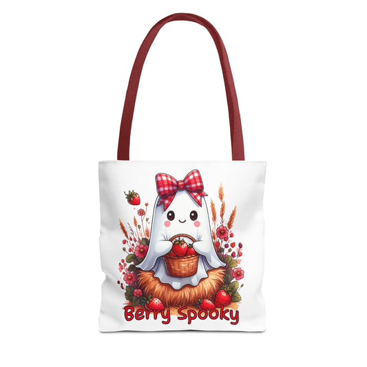 Berry Spooky Tote Bag | Customizable Shopping Bag, Halloween Tote, Cute Ghost Design, Eco-Friendly Gift, Personalized Tote
