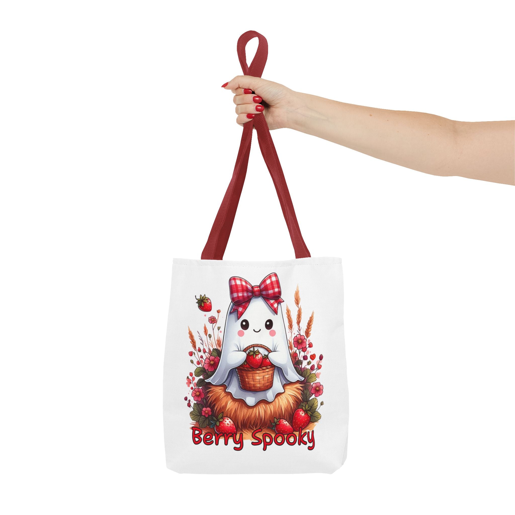 Berry Spooky Tote Bag | Customizable Shopping Bag, Halloween Tote, Cute Ghost Design, Eco-Friendly Gift, Personalized Tote