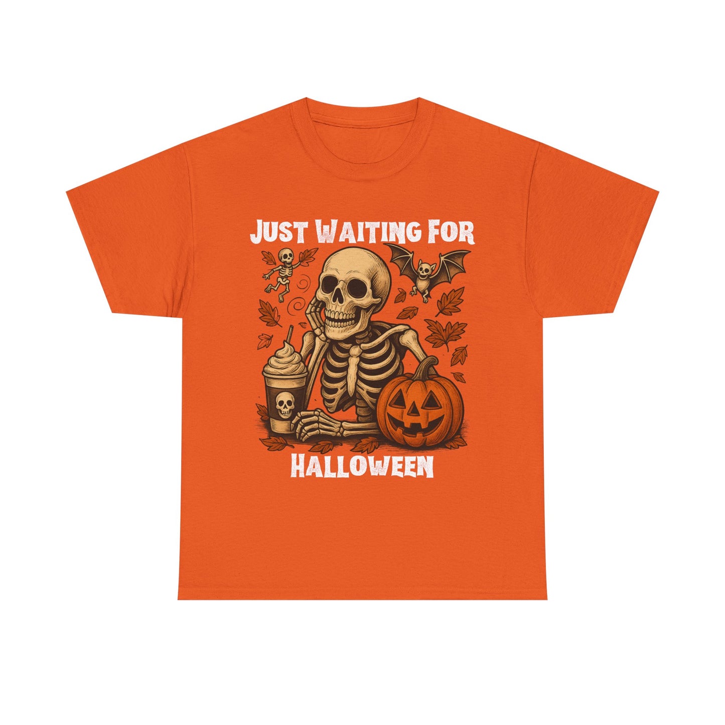 Halloween Skeleton Tee, Spooky T-Shirt, Fall Shirt, Unisex Halloween Apparel, Pumpkin and Skeleton Design
