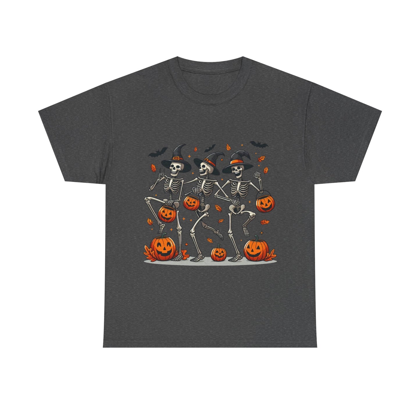 Halloween Skeleton Dance Unisex Heavy Cotton Tee, Spooky T-Shirt, Fall Fashion, Halloween Costume, Creepy Vibes, Gift for Halloween Lovers
