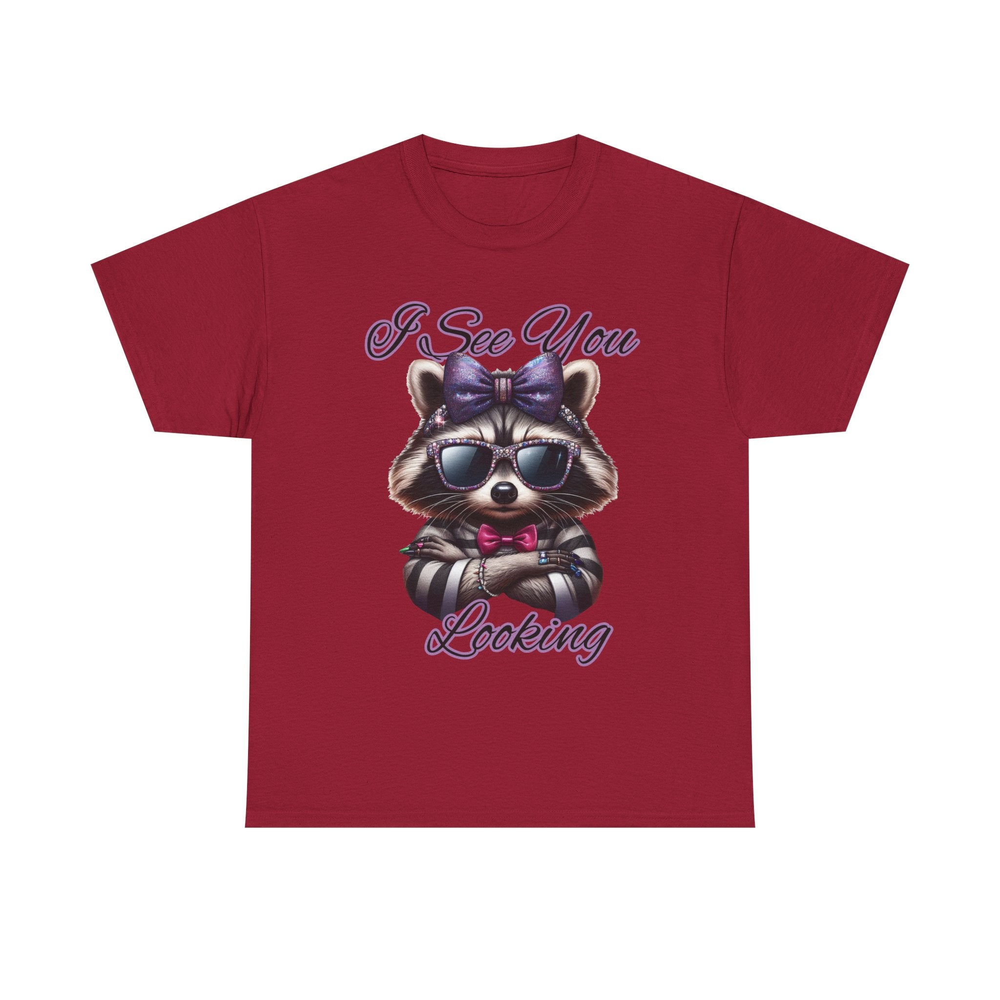I See You Looking Raccoon Tee, Cute Graphic T-Shirt, Unisex Cotton Shirt, Animal Lover Gift, Cool Casual Wear