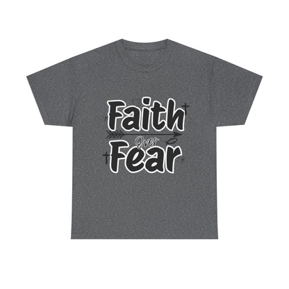 Faith Over Fear Unisex Heavy Cotton Tee, Inspirational T-Shirt, Motivational Apparel, Christian Gift, Everyday Wear, Faith-Based Fashion