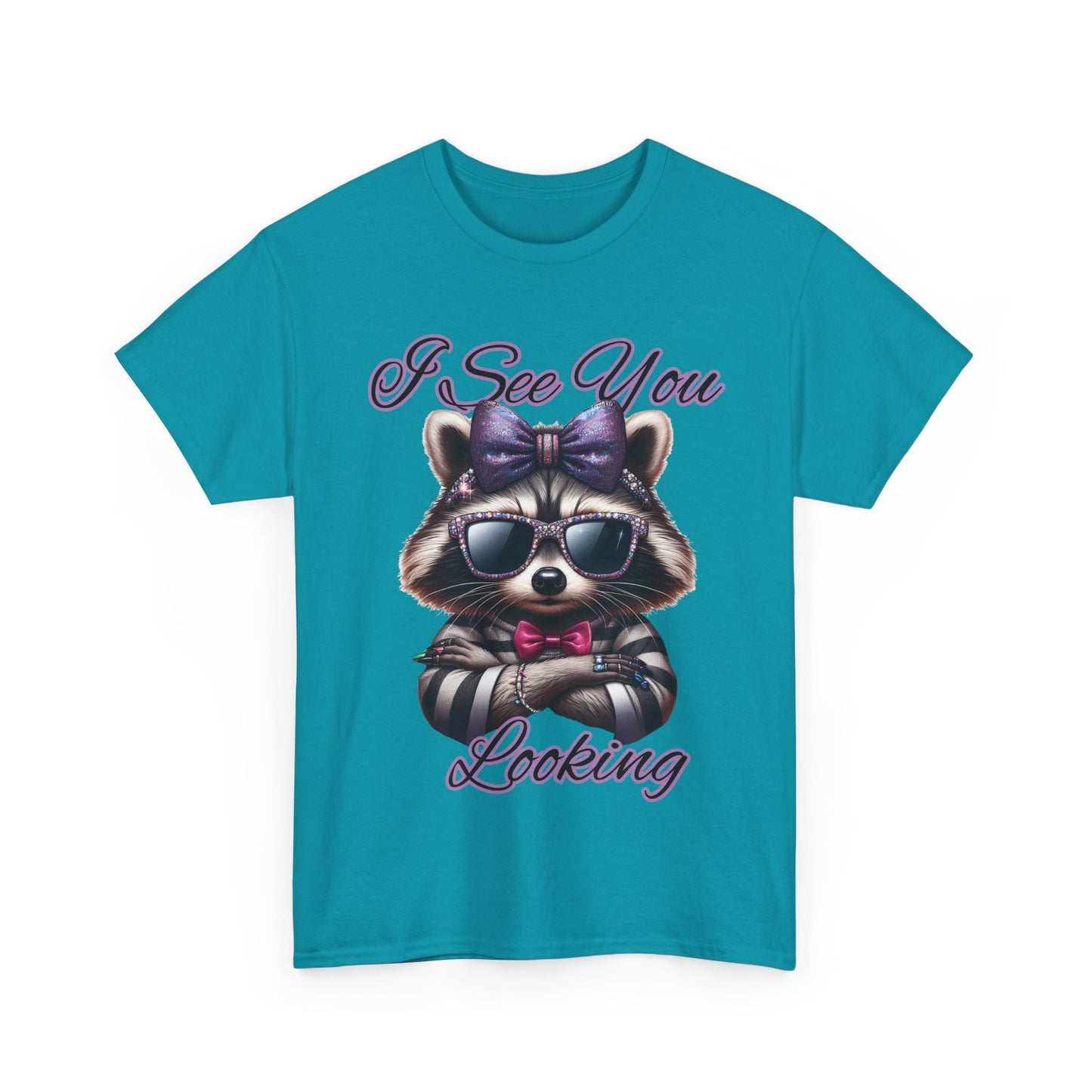 I See You Looking Raccoon Tee, Cute Graphic T-Shirt, Unisex Cotton Shirt, Animal Lover Gift, Cool Casual Wear