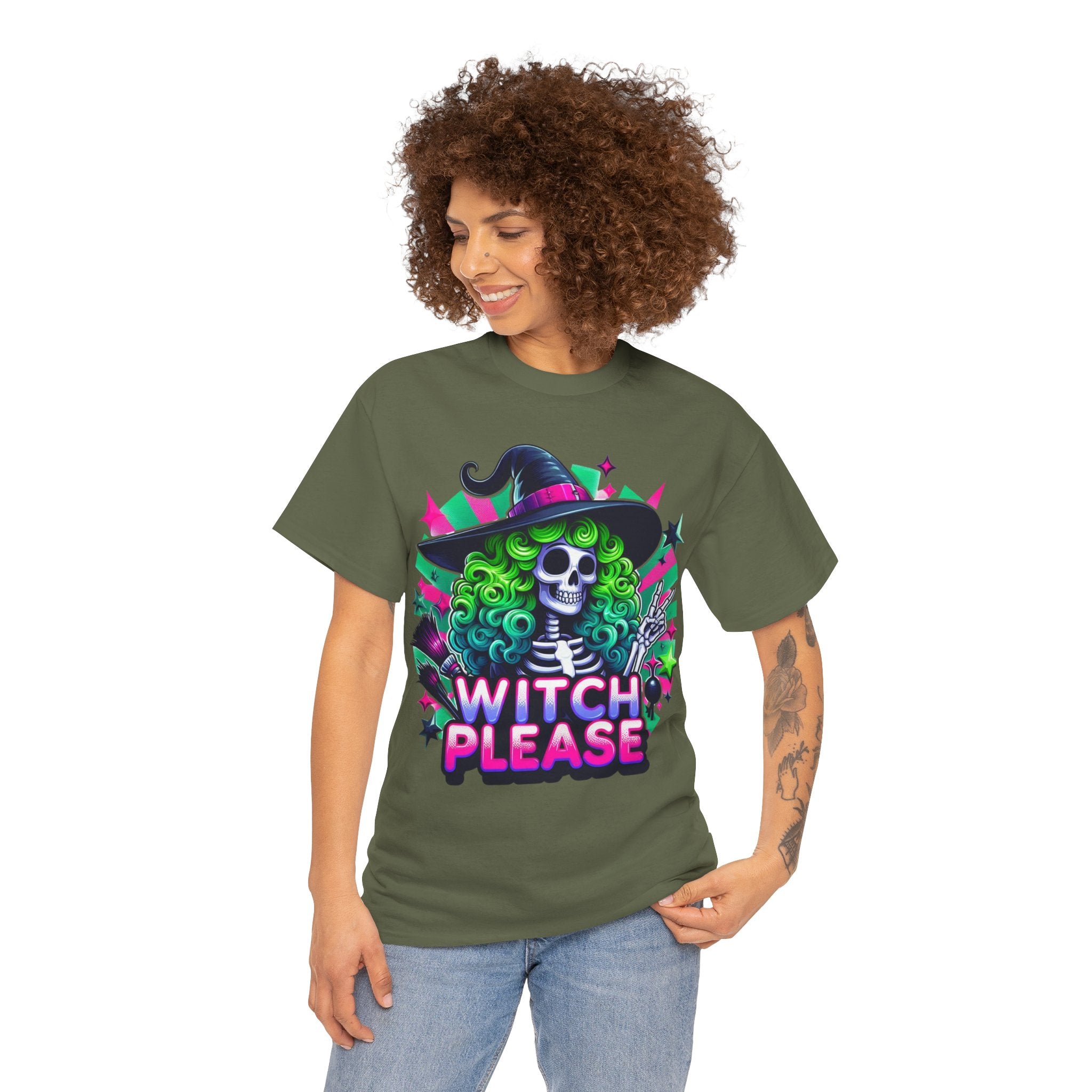 Witch Please Unisex Heavy Cotton Tee, Halloween Shirt, Spooky T-shirt, Unique Gift for Witches, Witchy Apparel