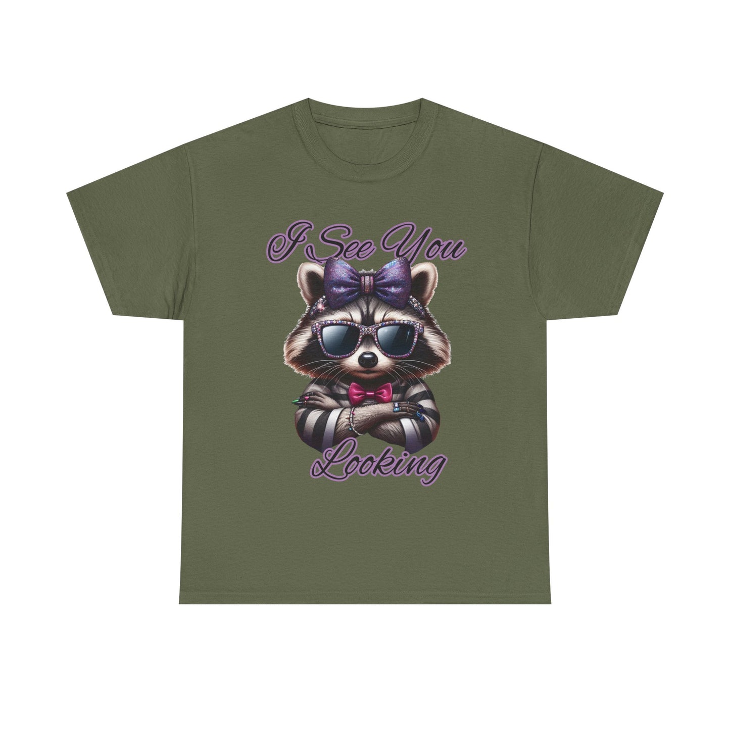 I See You Looking Raccoon Tee, Cute Graphic T-Shirt, Unisex Cotton Shirt, Animal Lover Gift, Cool Casual Wear