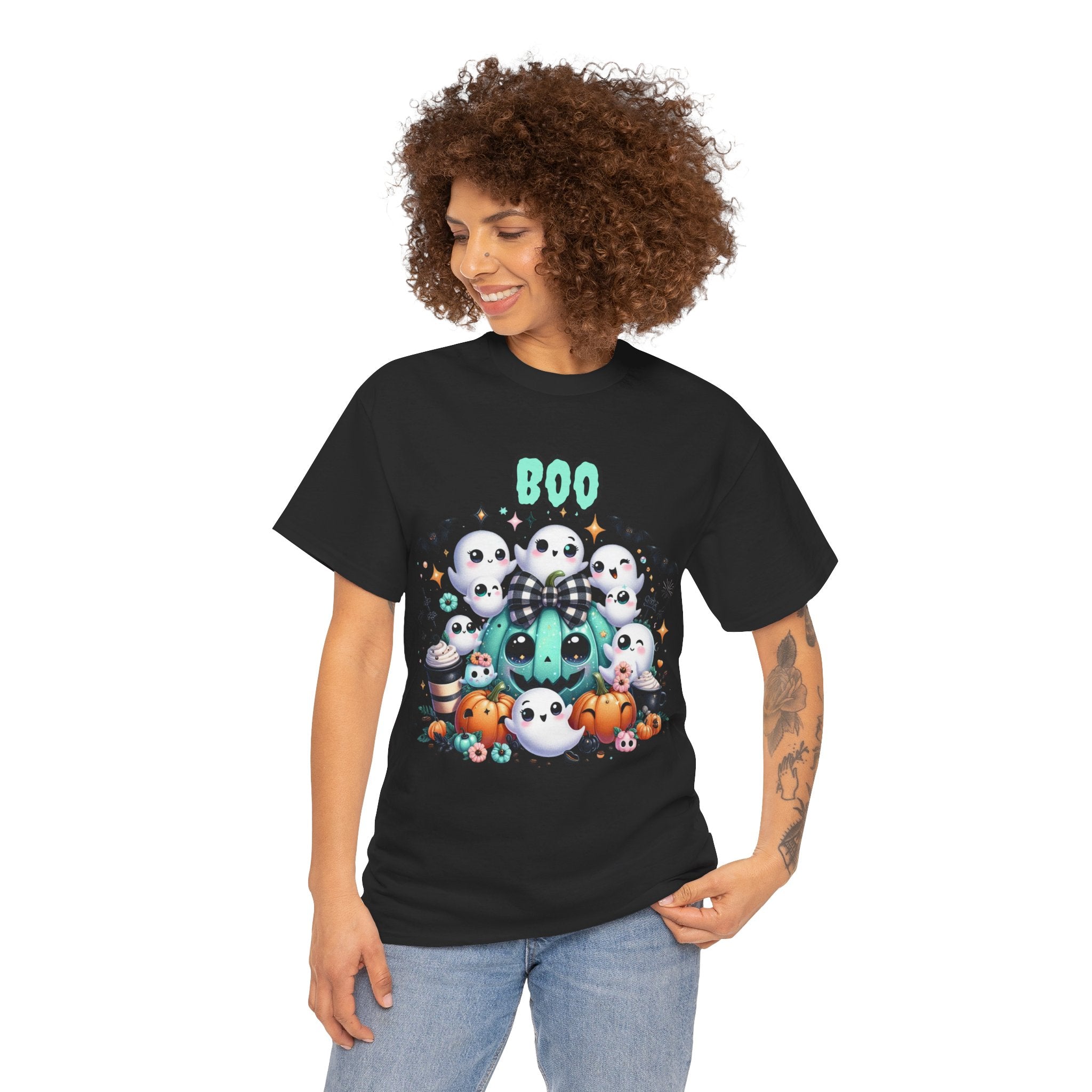 Halloween Boo Tee, Fun Spooky T-Shirt, Unisex Heavy Cotton, Cute Halloween Apparel, Ghost & Pumpkin Shirt, Seasonal Gift Idea