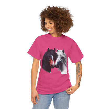 Black and White Horse Graphic Tee, Unisex T-Shirt, Equestrian Gift, Casual Wear, Horse Lover Apparel, Horse-Themed T-Shirt