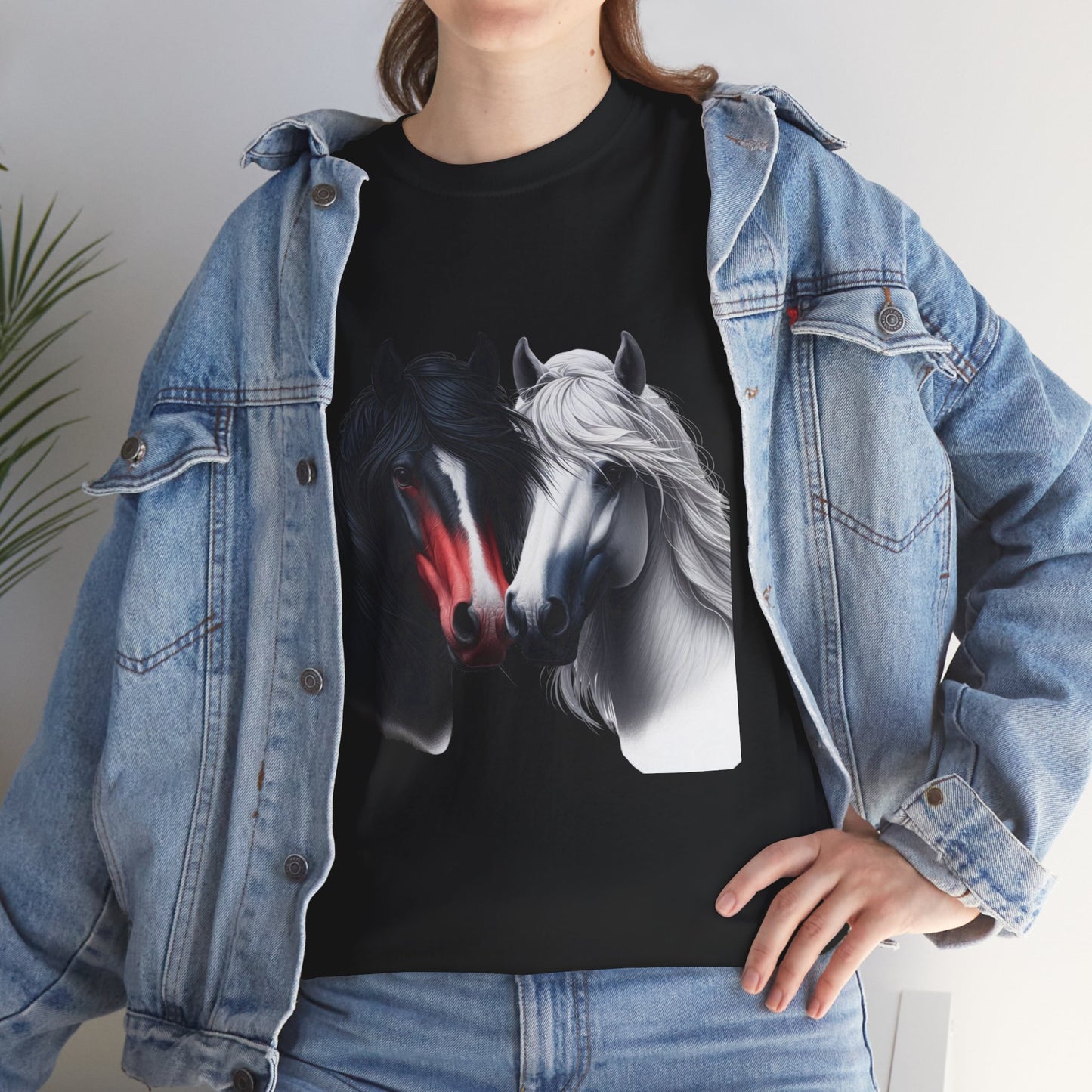 Black and White Horse Graphic Tee, Unisex T-Shirt, Equestrian Gift, Casual Wear, Horse Lover Apparel, Horse-Themed T-Shirt