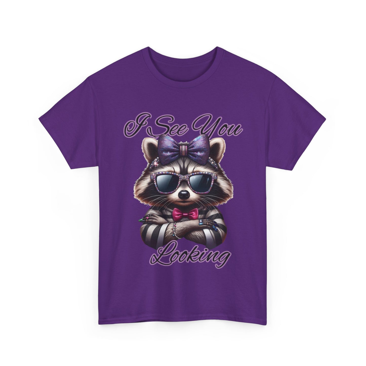 I See You Looking Raccoon Tee, Cute Graphic T-Shirt, Unisex Cotton Shirt, Animal Lover Gift, Cool Casual Wear