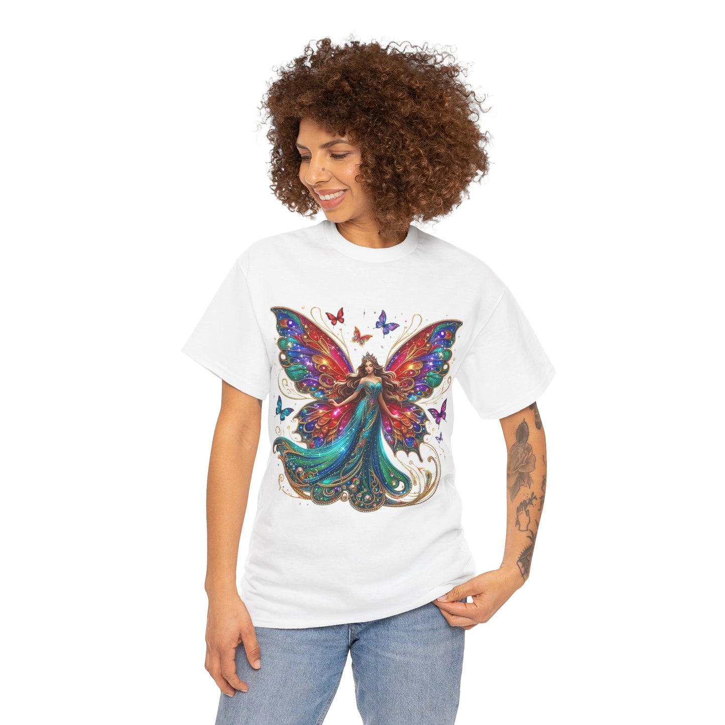 Fantasy Fairy Unisex Heavy Cotton Tee - Enchanting Artwork for Nature Lovers, Magical Gift, Boho Style, Summer Fashion, Unique Tee