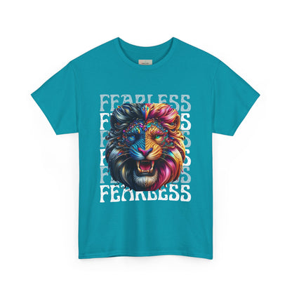 Colorful Lion Unisex Heavy Cotton Tee, Animal Lovers Gift, Unique Tee for Men and Women, Casual Wear, Graphic T-Shirt
