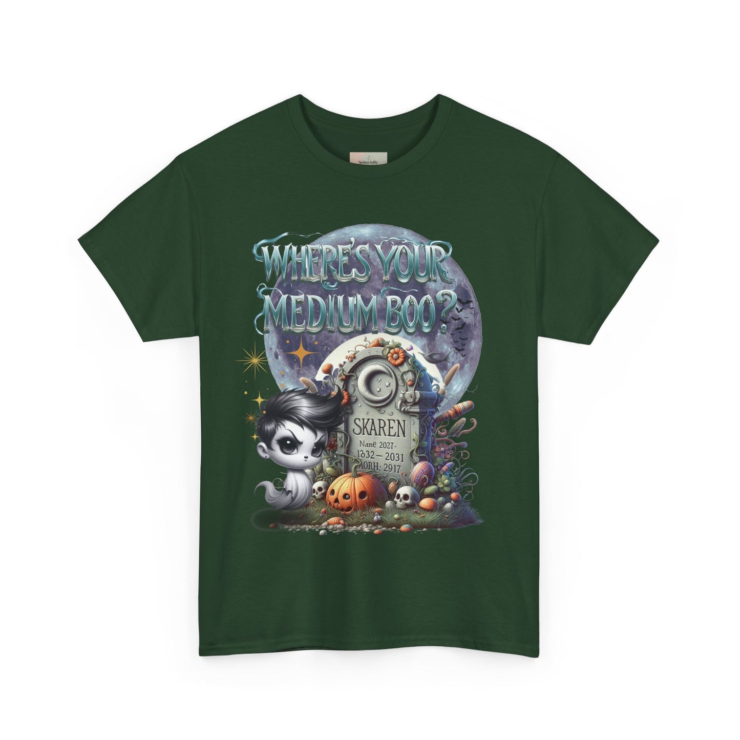 Spooky Themed Tee, Halloween Apparel, Unisex Cotton T-Shirt, Medium Boo Graphic, Ghostly Gift, Fun Halloween Tee, Creepy Cute Shirt