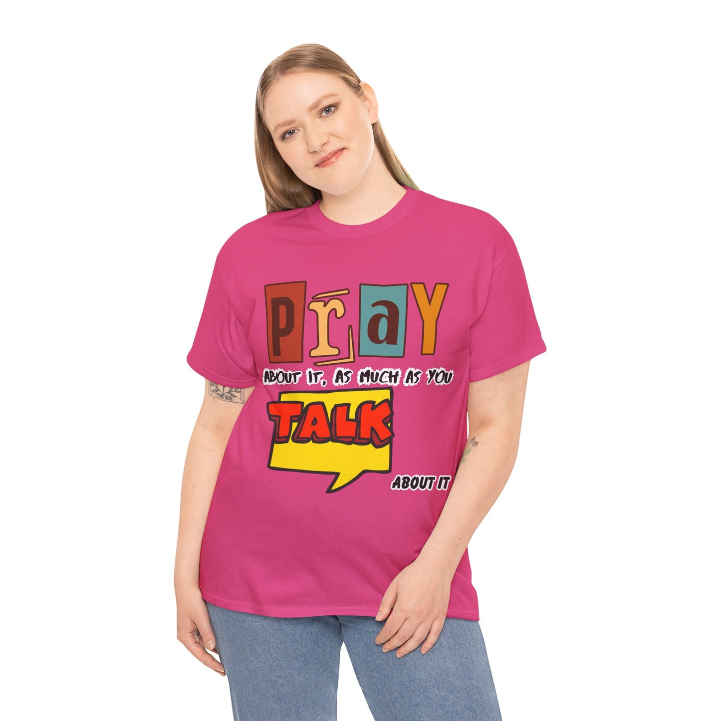 Pray About It T-Shirt – Inspirational Unisex Heavy Cotton Tee, Faith-Based Apparel, Christian Quote Shirt, Motivational Gift for Believers