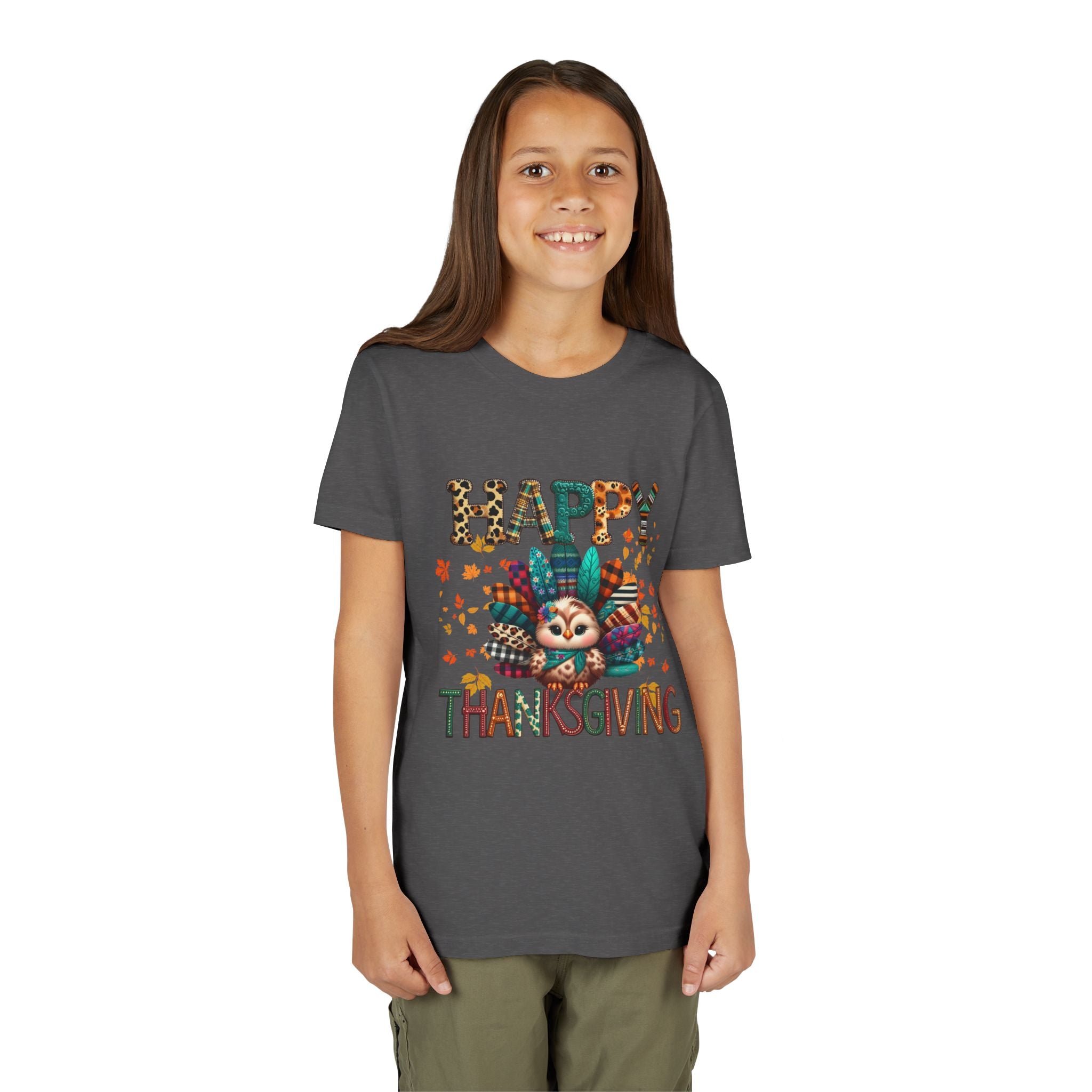 Thanksgiving Turkey Youth Tee, Kids Holiday Shirt, Autumn Graphic Tee, Family Thanksgiving Outfit, Cute Fall Apparel