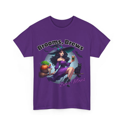 Brooms & Brews Halloween Tee, Unisex Shirt, Witch Craft Tee, Autumn Apparel, Spooky Season Outfit