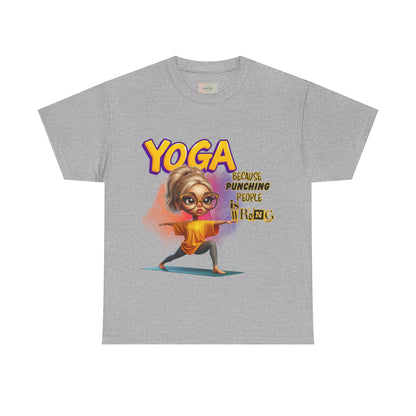 Yoga Humor Unisex Heavy Cotton Tee, Funny Yoga Shirt, Gift for Yogis, Relaxation Tee, Quirky Exercise Apparel