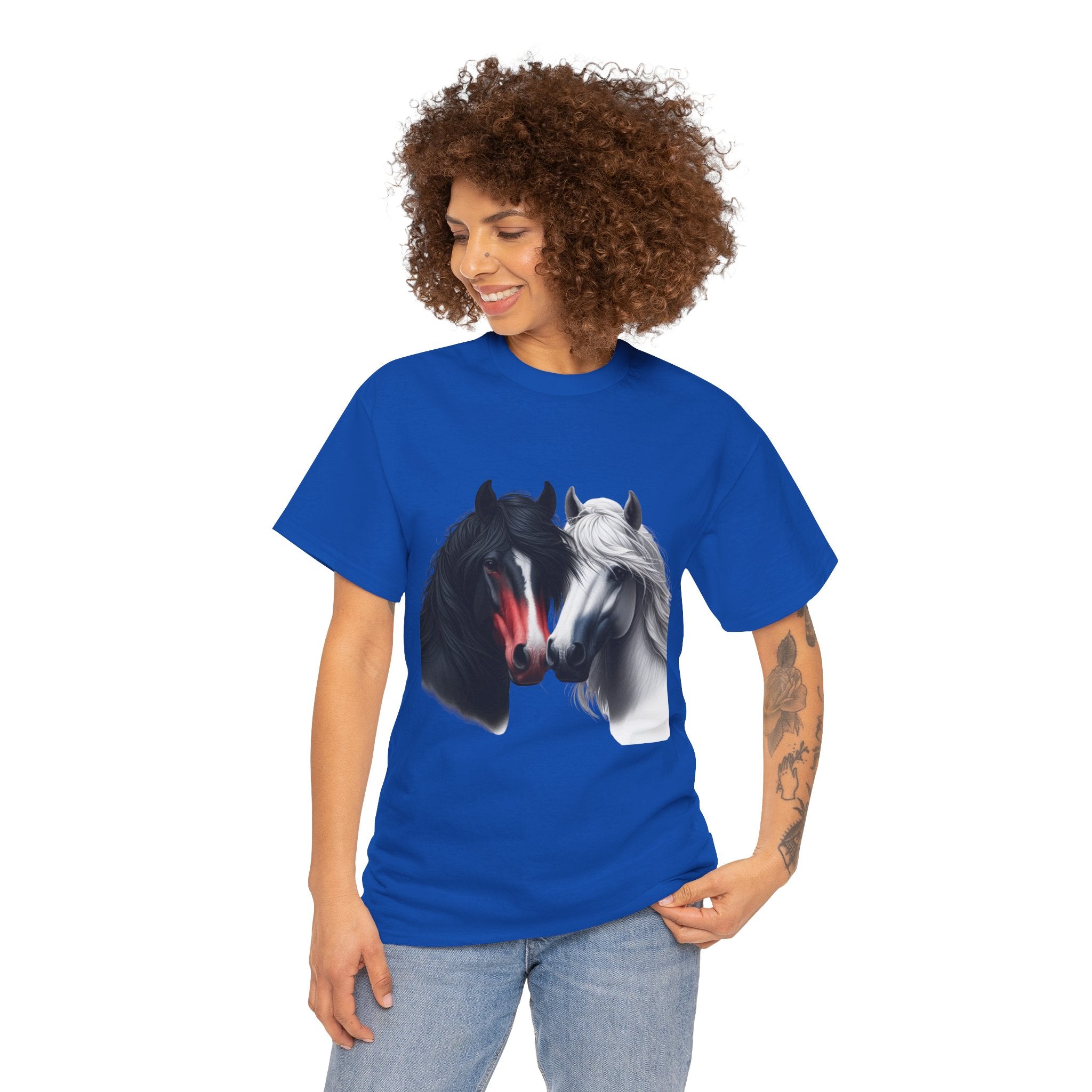 Black and White Horse Graphic Tee, Unisex T-Shirt, Equestrian Gift, Casual Wear, Horse Lover Apparel, Horse-Themed T-Shirt