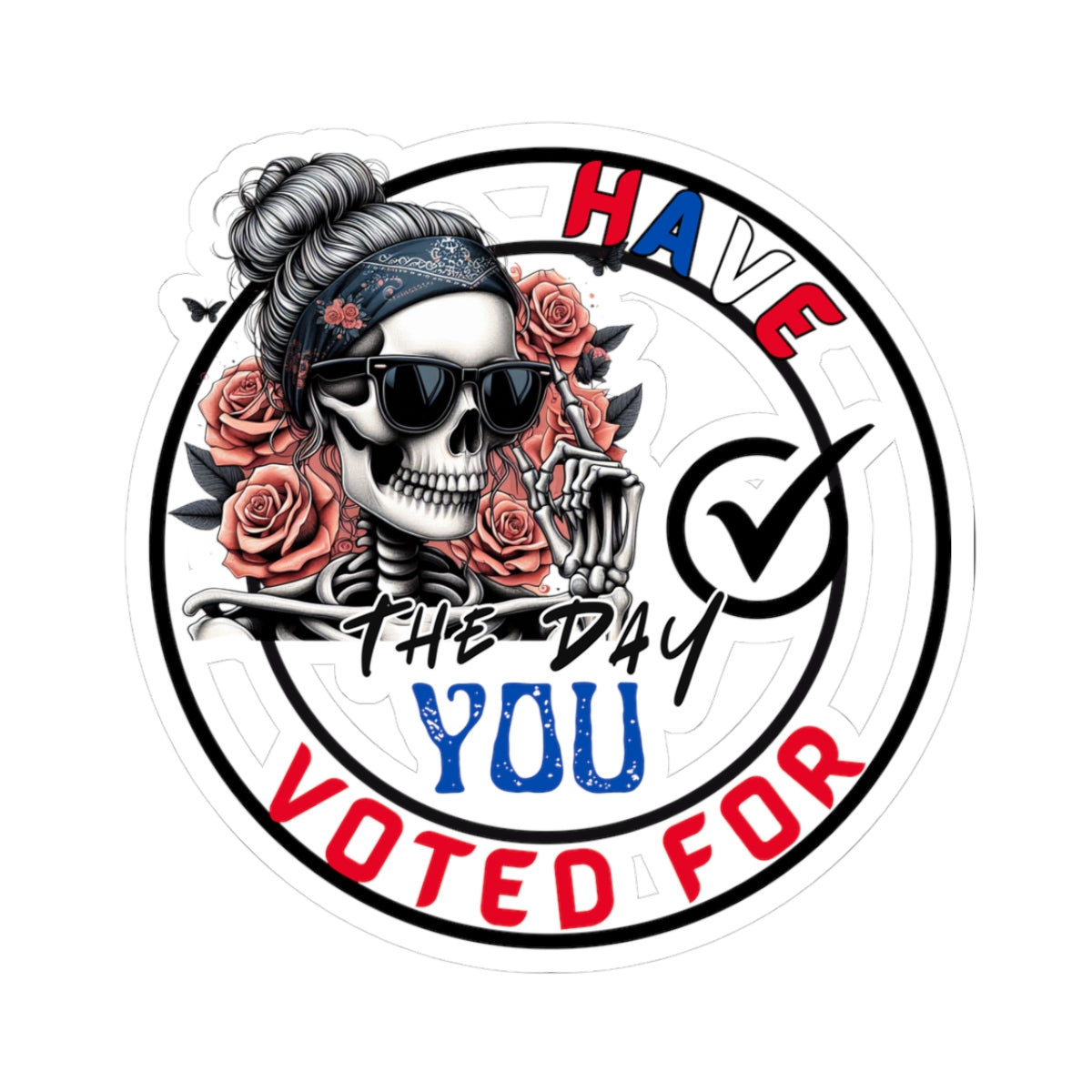 Voting Skull Kiss-Cut Stickers | Election Day Decor, Political Gifts, Laptop Art, Fun Stickers, Voter Awareness