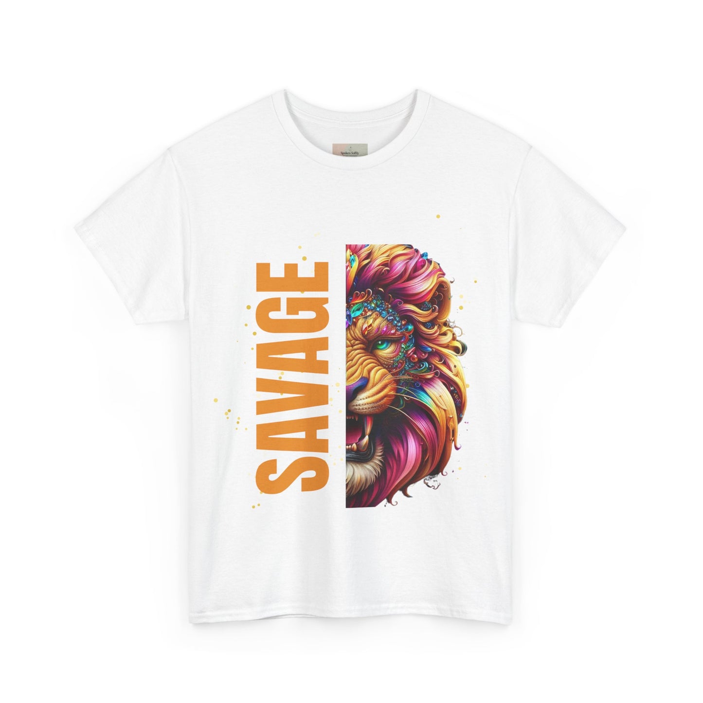 Savage Lion Tee, Unisex Heavy Cotton Shirt, Bold Graphic Tee for Animal Lovers, Casual Wear, Unique Gift Idea