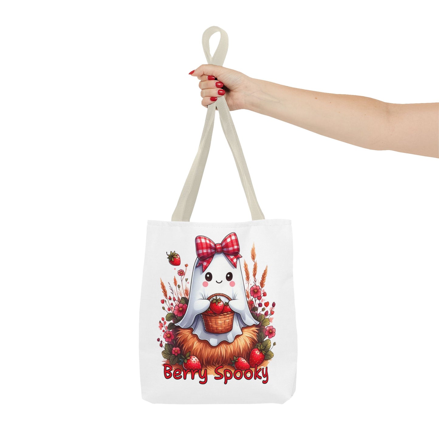 Berry Spooky Tote Bag | Customizable Shopping Bag, Halloween Tote, Cute Ghost Design, Eco-Friendly Gift, Personalized Tote