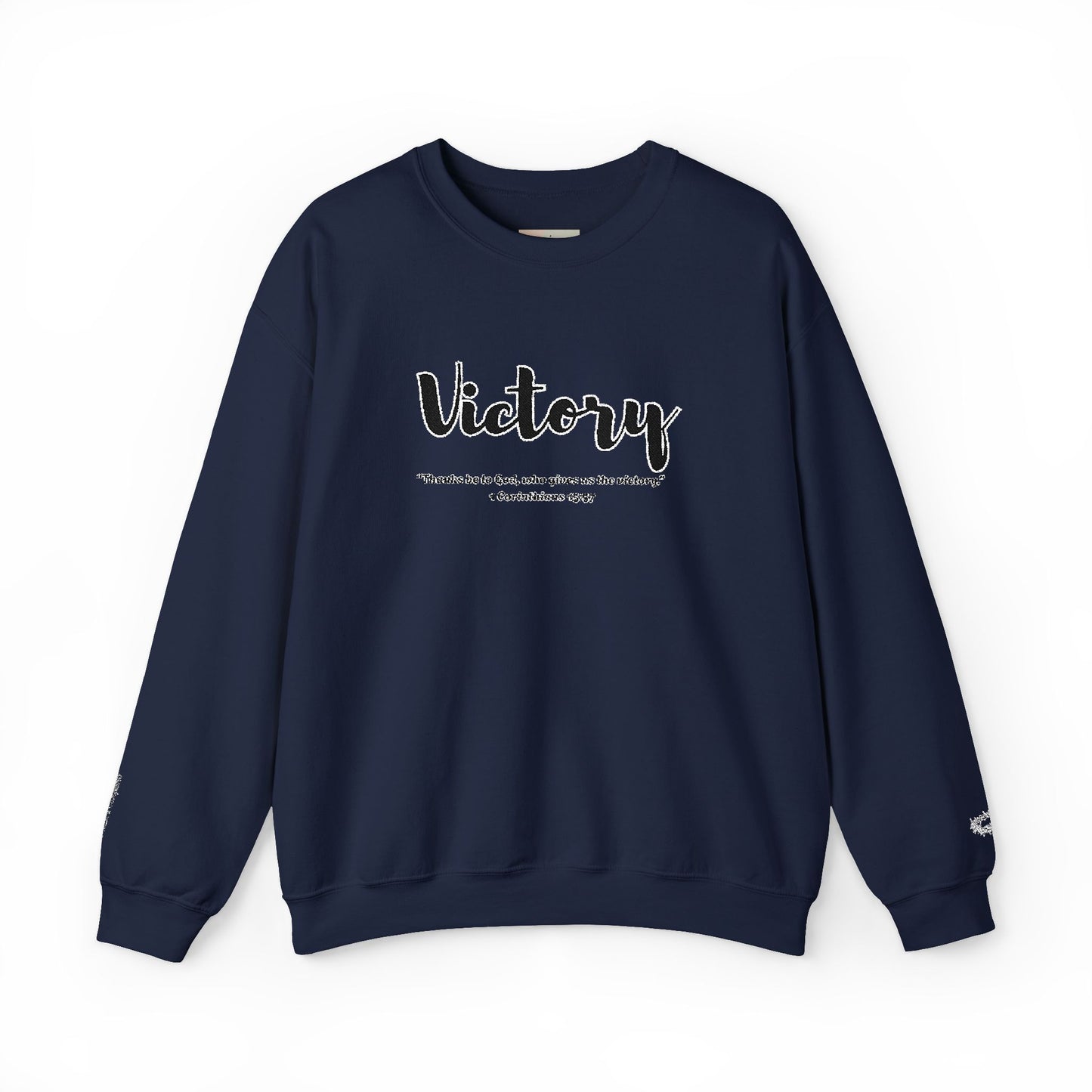 Victory Sweatshirt – “Thanks Be to God, Who Gives Us the Victory” Christian Crewneck, Inspirational Faith-Based Pullover, Cozy Unisex Apparel, Motivational Gift for Believers