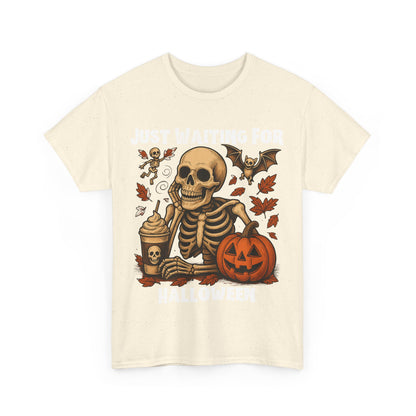 Halloween Skeleton Tee, Spooky T-Shirt, Fall Shirt, Unisex Halloween Apparel, Pumpkin and Skeleton Design