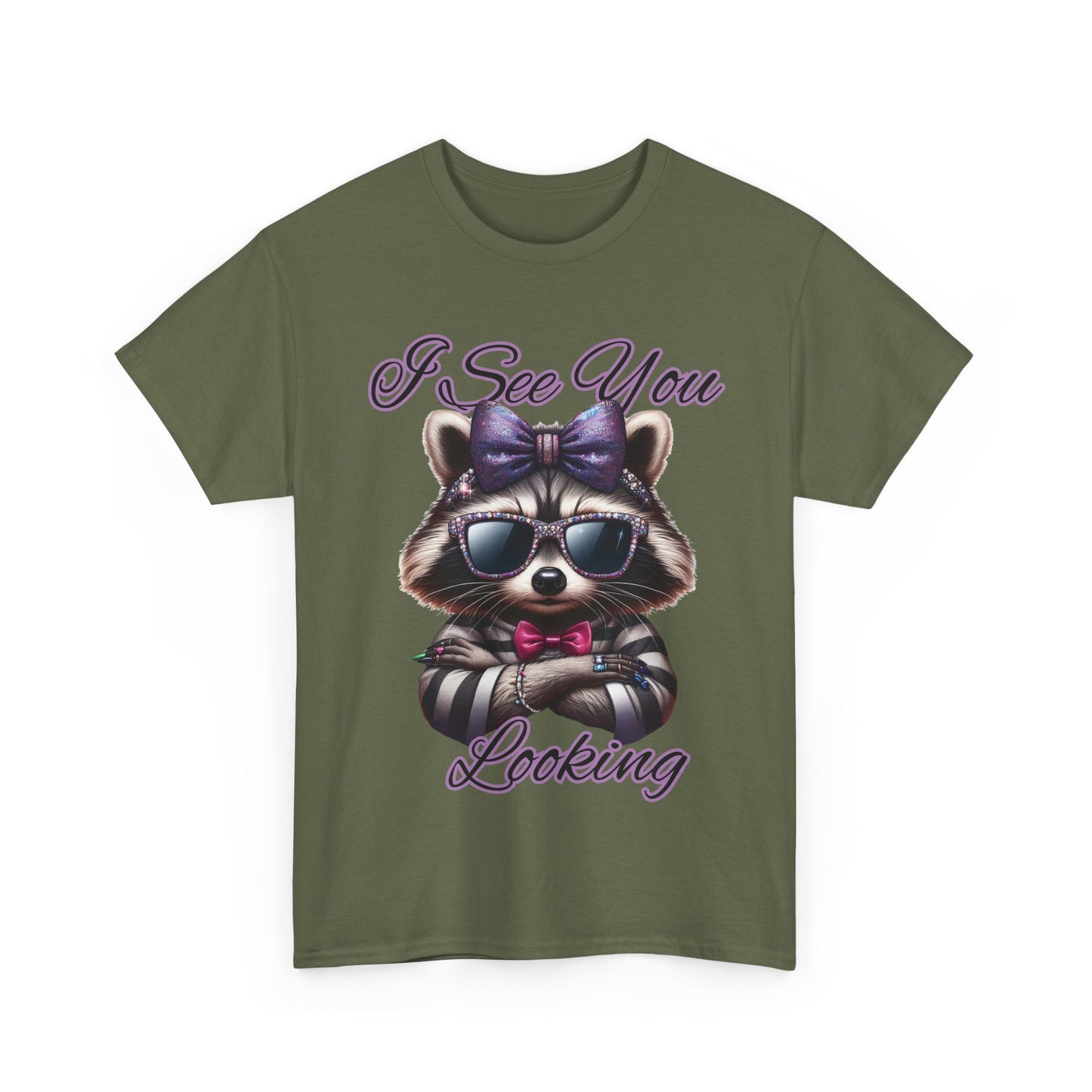 I See You Looking Raccoon Tee, Cute Graphic T-Shirt, Unisex Cotton Shirt, Animal Lover Gift, Cool Casual Wear