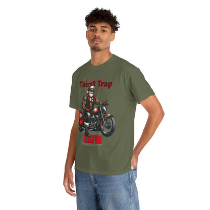Thirst Trap Santa Tee, Funny Christmas Shirt, Unisex Holiday T-Shirt, Motorcycle Santa Gift, Festive Graphic Tee