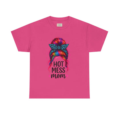 Hot Mess Mom Unisex Heavy Cotton Tee, Funny Mom Shirt, Gift for Mothers Day, Parody T-Shirt, Casual Wear, Trendy Graphic Tee