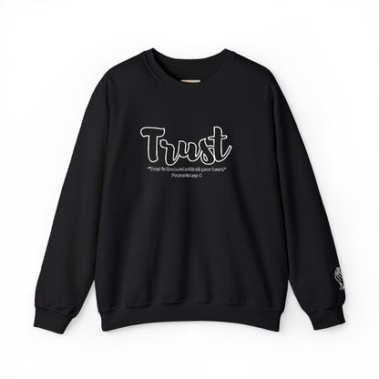 Trust Sweatshirt – “Trust in the Lord with All Thy Heart” Christian Crewneck, Inspirational Faith-Based Pullover, Cozy Unisex Apparel, Motivational Gift for Believers