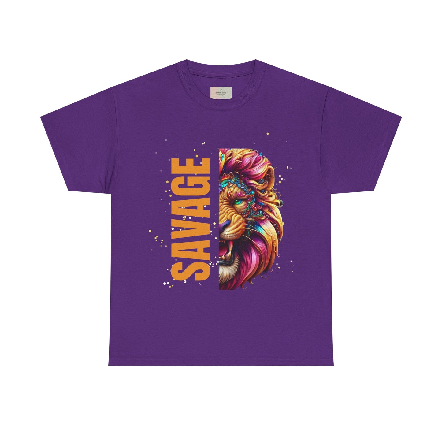 Savage Lion Tee, Unisex Heavy Cotton Shirt, Bold Graphic Tee for Animal Lovers, Casual Wear, Unique Gift Idea