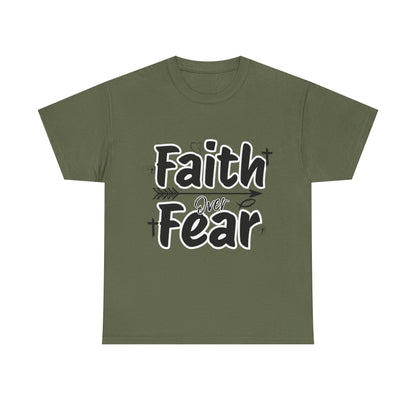 Faith Over Fear Unisex Heavy Cotton Tee, Inspirational T-Shirt, Motivational Apparel, Christian Gift, Everyday Wear, Faith-Based Fashion