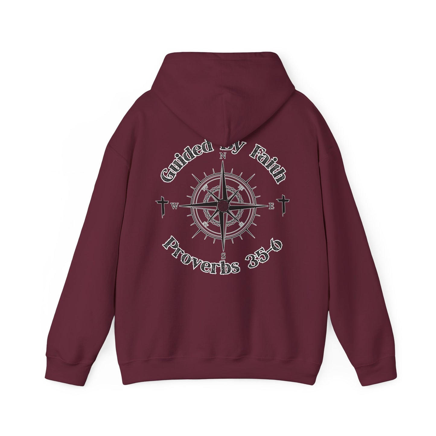 Faith Compass Hoodie – “Guided by Faith” Proverbs 3:5-6 Pullover, Christian Hoodie, Inspirational Scripture Sweatshirt, Unisex Religious Apparel