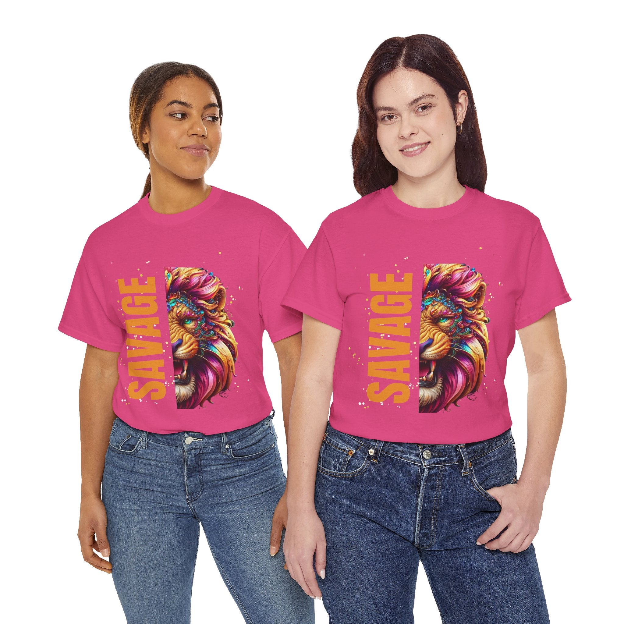 Savage Lion Tee, Unisex Heavy Cotton Shirt, Bold Graphic Tee for Animal Lovers, Casual Wear, Unique Gift Idea