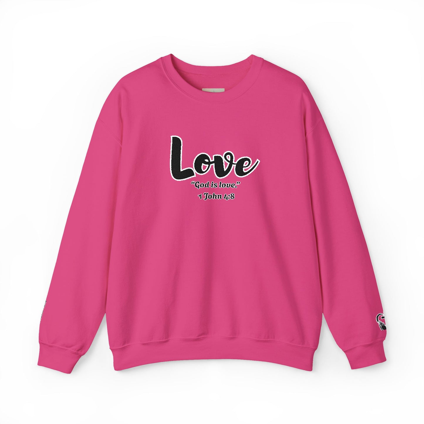 Love Sweatshirt – “God Is Love” Minimalist Christian Crewneck, Inspirational Faith-Based Pullover, Cozy Unisex Apparel, Thoughtful Gift for Believers