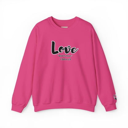 Love Sweatshirt – “God Is Love” Minimalist Christian Crewneck, Inspirational Faith-Based Pullover, Cozy Unisex Apparel, Thoughtful Gift for Believers