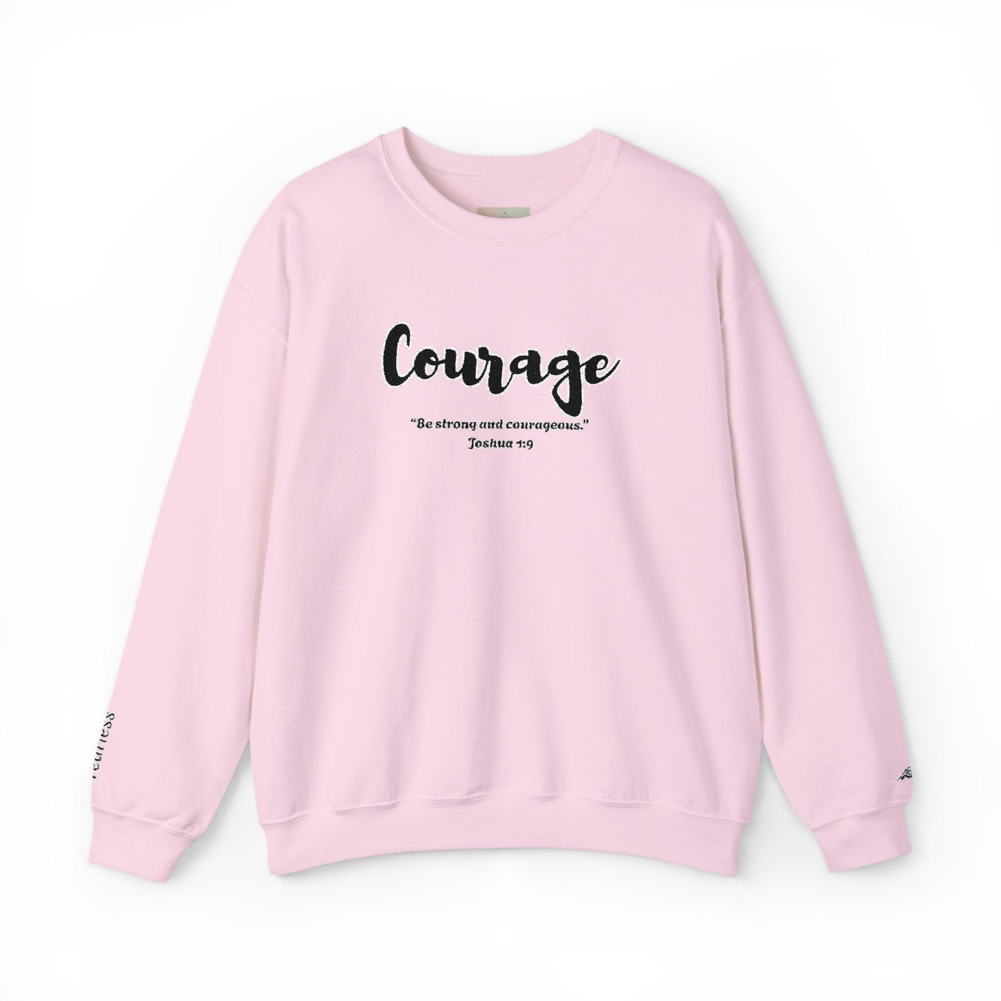 Courage Sweatshirt – “Be Strong and Courageous” Christian Crewneck, Inspirational Faith-Based Pullover, Cozy Unisex Apparel, Motivational Gift for Believers