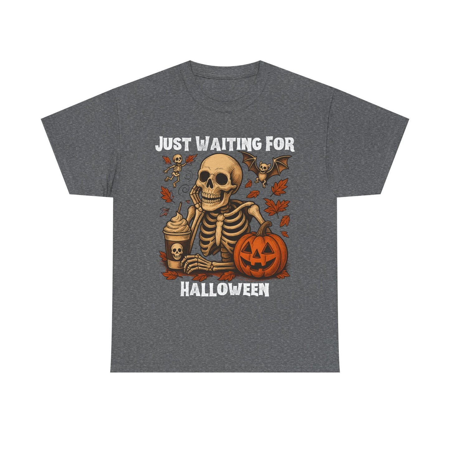 Halloween Skeleton Tee, Spooky T-Shirt, Fall Shirt, Unisex Halloween Apparel, Pumpkin and Skeleton Design