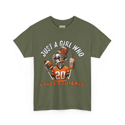 Just a Girl Who Loves Football Unisex Tee, Casual Sports T-Shirt, Football Fan Gift, Game Day Apparel, Fall Sports Top