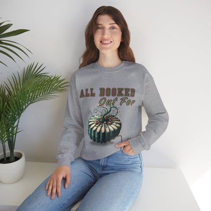 Fall-themed Crewneck Sweatshirt, Cozy Fall Fashion, Pumpkin Design, Perfect for Autumn, Unisex Sweatshirt, Book Lover Gift