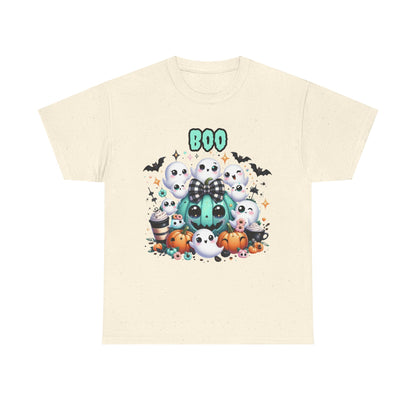 Halloween Boo Tee, Fun Spooky T-Shirt, Unisex Heavy Cotton, Cute Halloween Apparel, Ghost & Pumpkin Shirt, Seasonal Gift Idea
