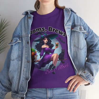 Brooms & Brews Halloween Tee, Unisex Shirt, Witch Craft Tee, Autumn Apparel, Spooky Season Outfit