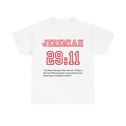 Jeremiah 29:11 Unisex Heavy Cotton Tee - Inspirational Faith Shirt, Christian Apparel, Hopeful Message, Gift for Believers, Casual Wear