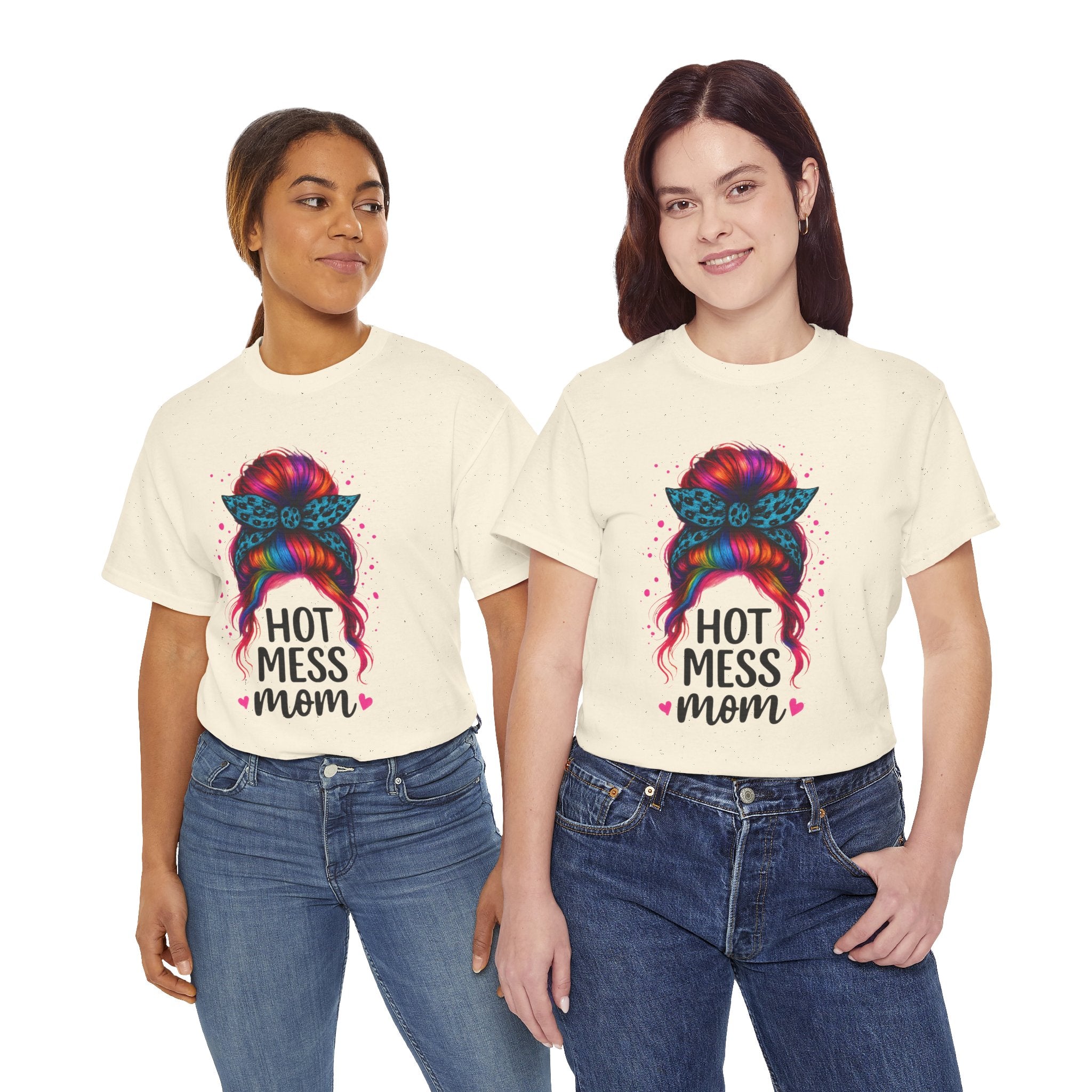 Hot Mess Mom Unisex Heavy Cotton Tee, Funny Mom Shirt, Gift for Mothers Day, Parody T-Shirt, Casual Wear, Trendy Graphic Tee
