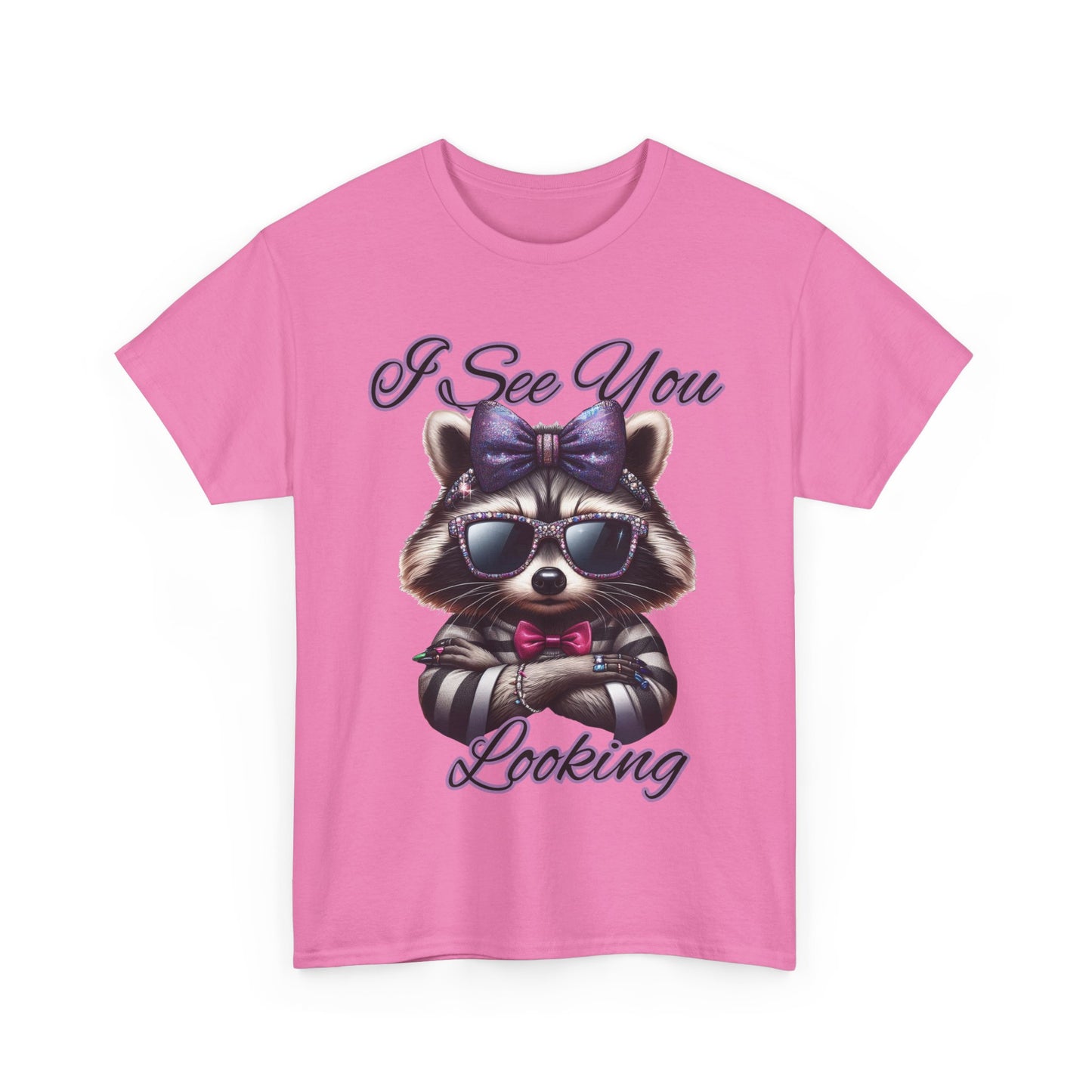 I See You Looking Raccoon Tee, Cute Graphic T-Shirt, Unisex Cotton Shirt, Animal Lover Gift, Cool Casual Wear