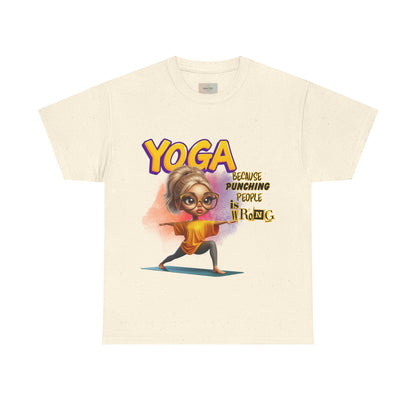 Yoga Humor Unisex Heavy Cotton Tee, Funny Yoga Shirt, Gift for Yogis, Relaxation Tee, Quirky Exercise Apparel