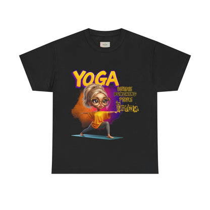 Yoga Humor Unisex Heavy Cotton Tee, Funny Yoga Shirt, Gift for Yogis, Relaxation Tee, Quirky Exercise Apparel